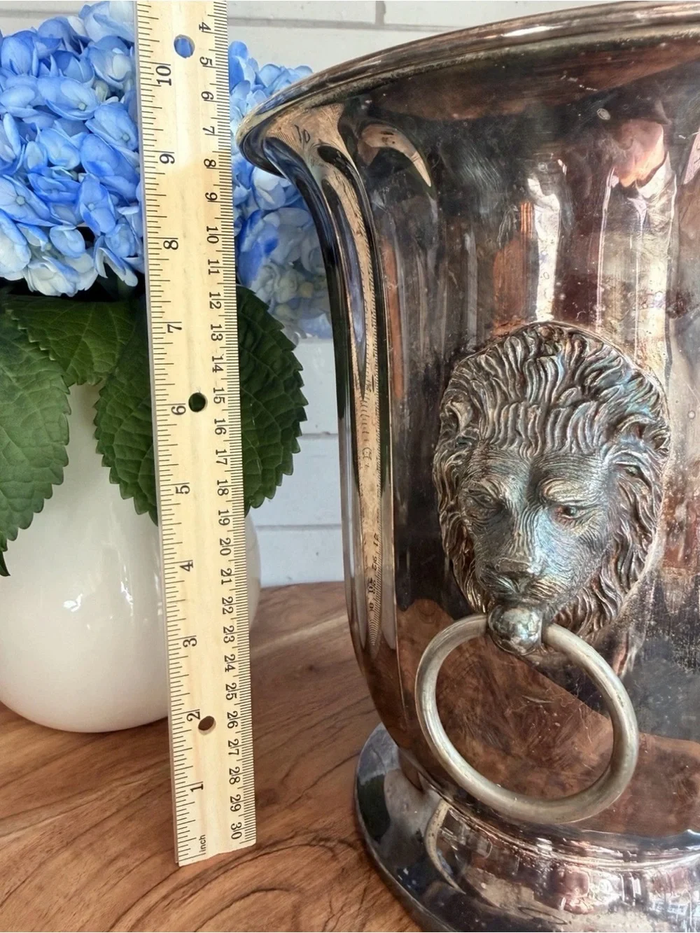 Antique French Empire Silverplate Champagne Chiller Wine Cooler Lion Head